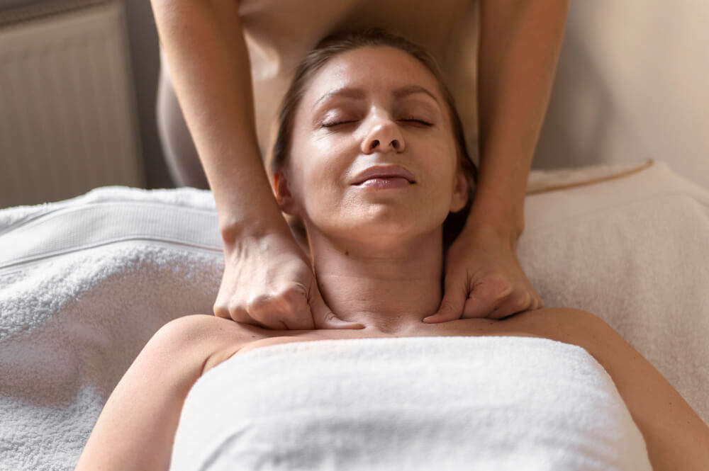 Woman receiving an outcall massage in NYC
